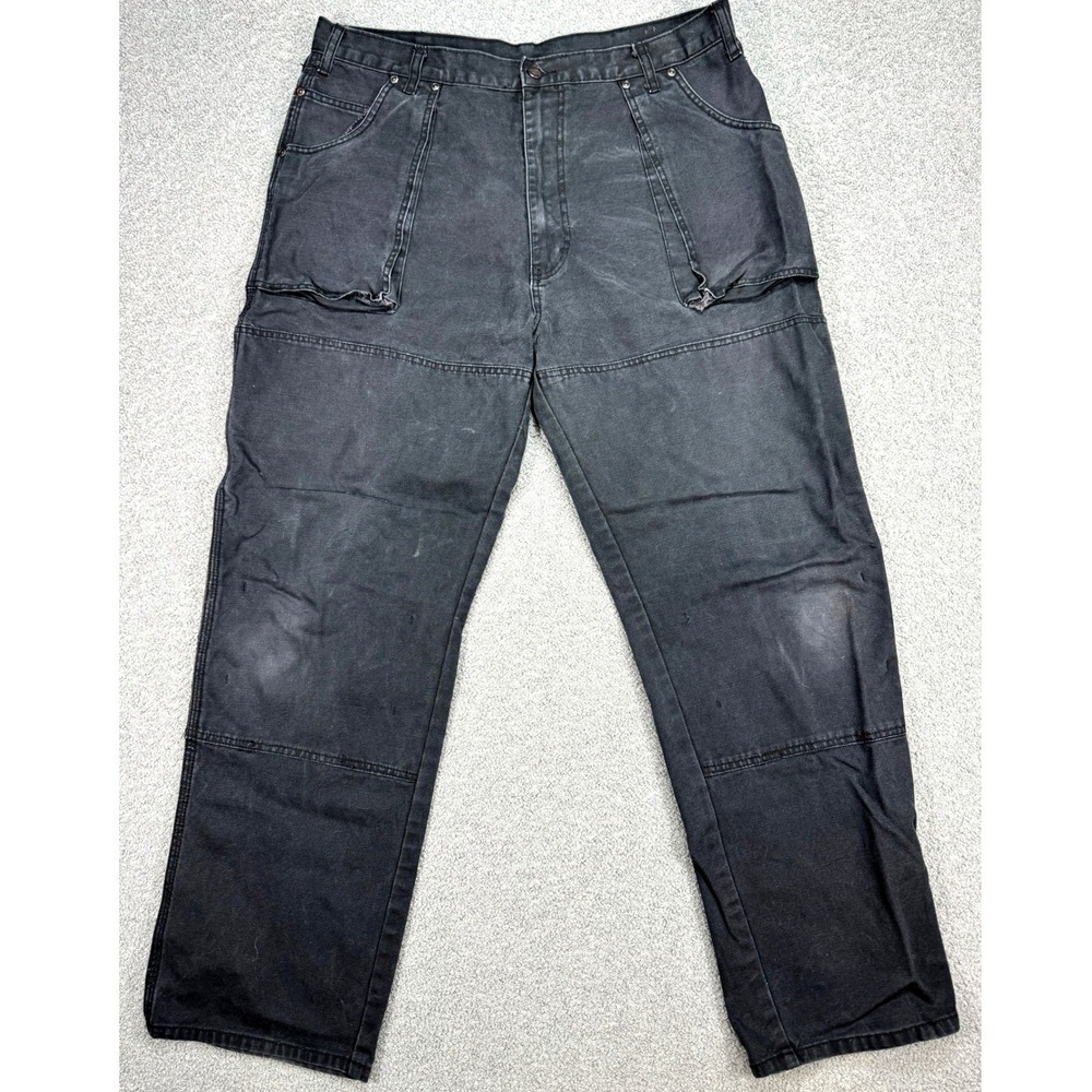 Dickies Pants Men's 38x32 Faded Black Double Knee Duck Canvas Relaxed Workwear